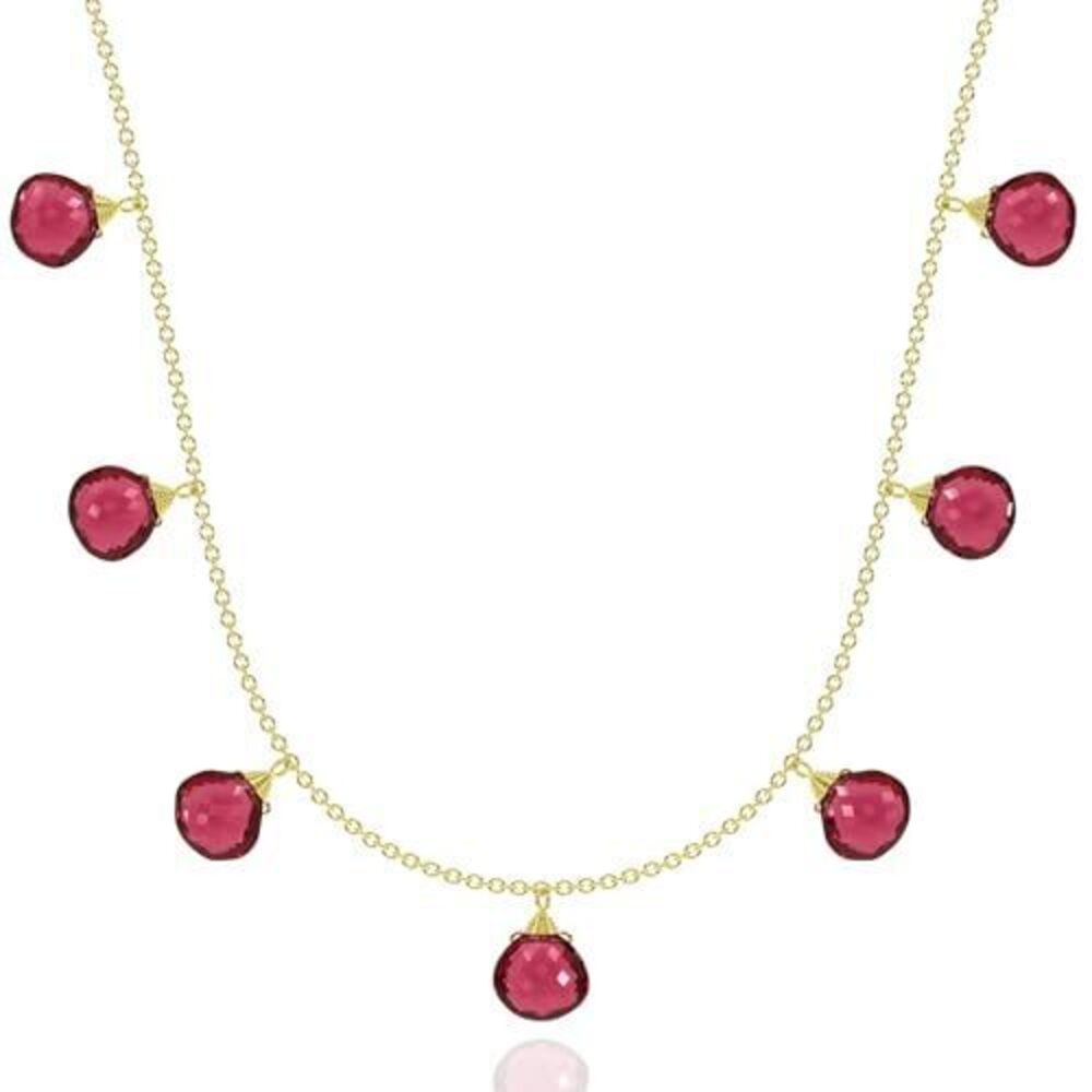 9991 Garnet Necklace , Premium Heart Beaded Gold Necklaces - Tarnish Free